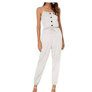 Button Jogger Jumpsuit L NWOT